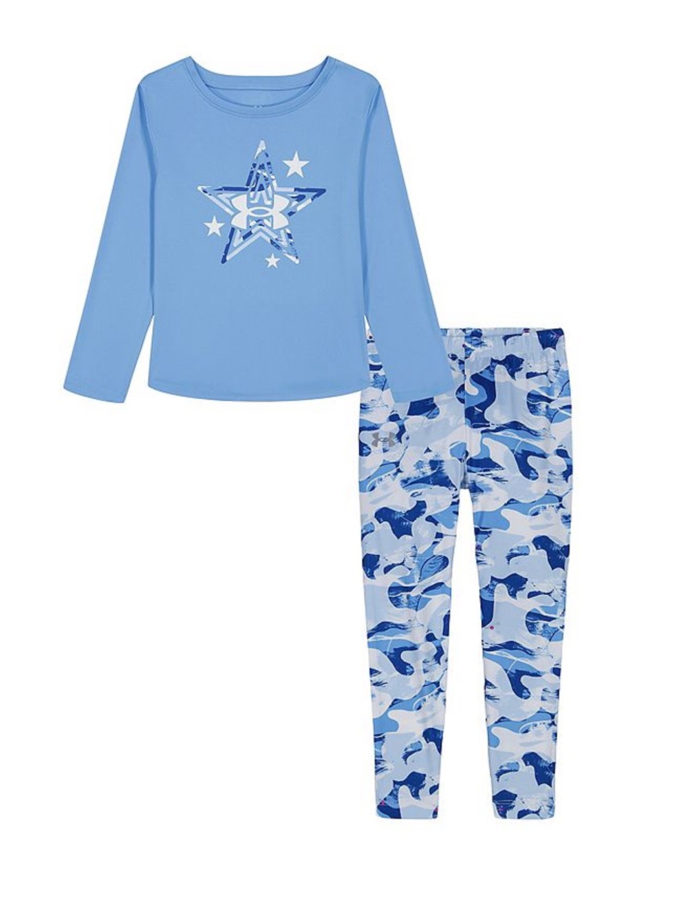 Under Armour long-sleeve top & bottom set star theme w/ blue camo printed pants